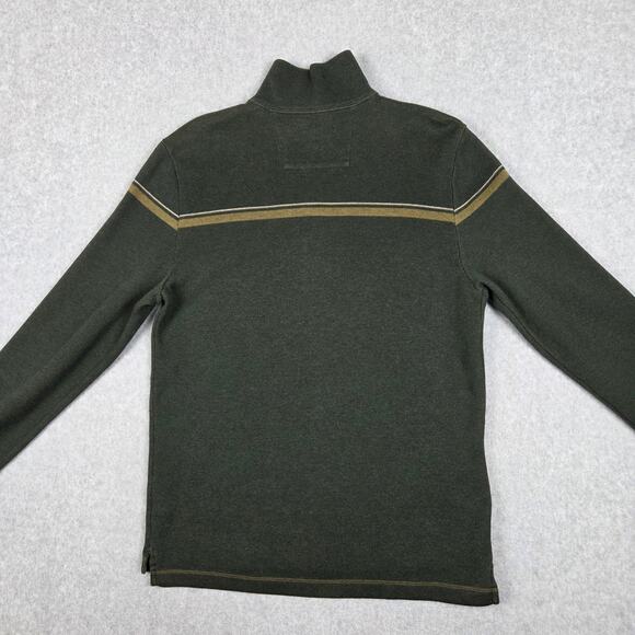 Banana Republic Sweater Mens Size Medium 1/4 Zip Mock Neck Green Stripe - Picture 7 of 12